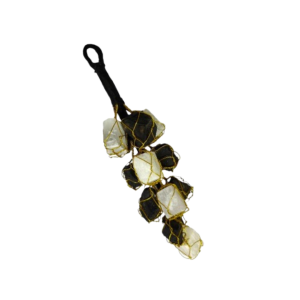 Selenite & Black Tourmaline Wall Hanging By Dhruvika Naturals for Shielding Against Negative Energy (1 Piece) (Energy Healing, fengshui, Crystal Healing, Reiki, Vastu)