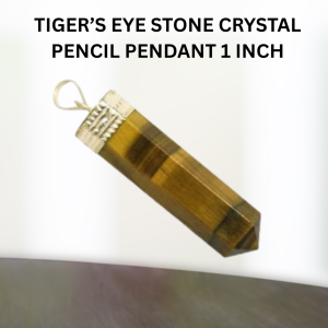 Tiger's Eye Stone Crystal Pencil Pendant 1 inch Single Point by Dhruvika Naturals Unisex for Healing and chakra balancing