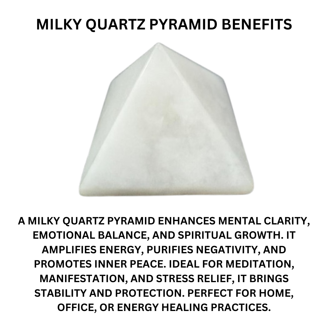 Milky Quartz Pyramid size 1 inch by 1 inch by dhruvika naturals Qty 1 nos for Crystal Healing, Vastu, Reiki, Feng Shui, and Energy Work. - Image 4