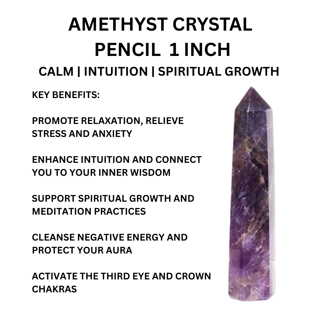 Amethyst Crystal Pencil 1 inch Single Point by Dhruvika Naturals for Crystal Healing, Reiki, Vastu, Fengshui Energy Healing Pranic healing (1 piece) - Image 4