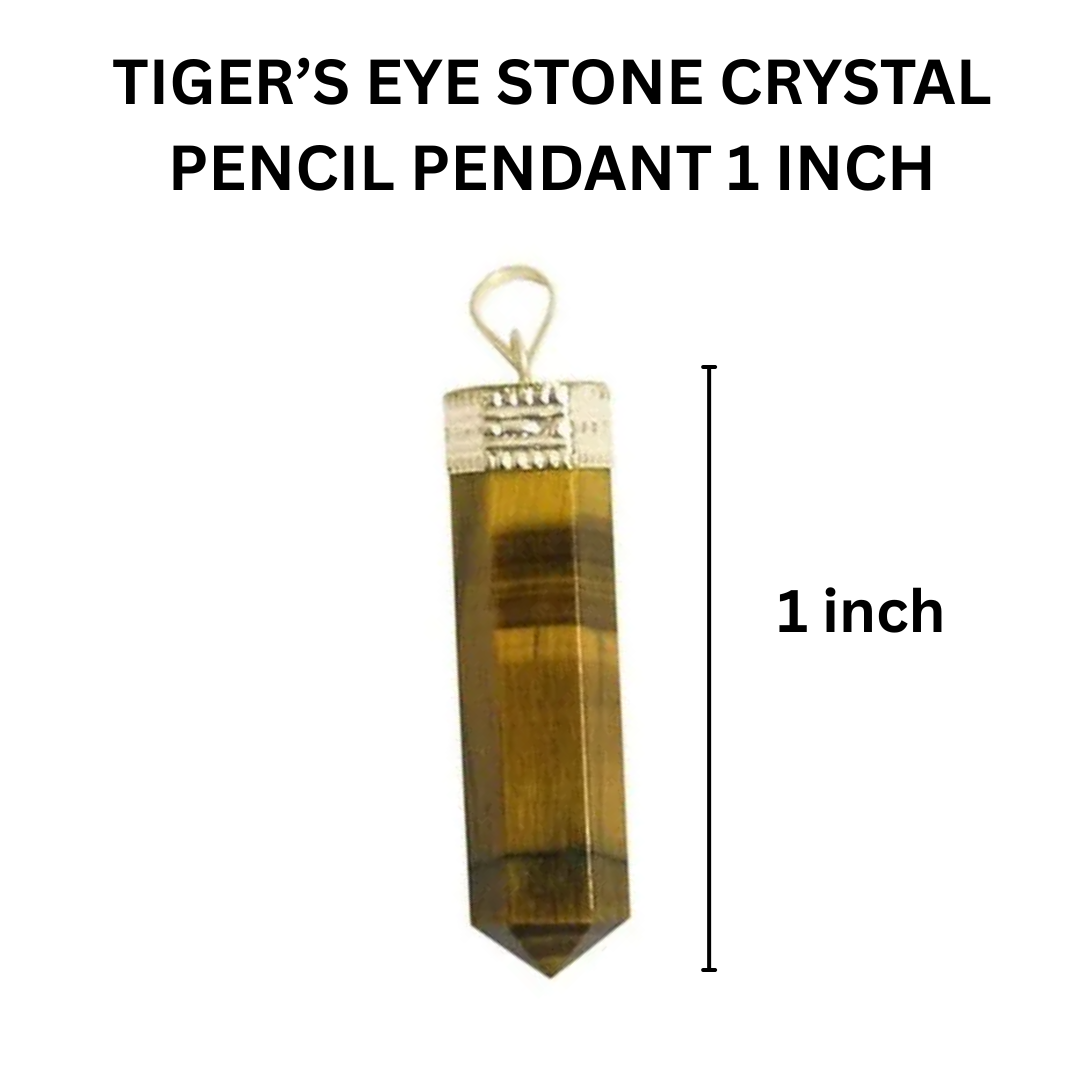Tiger's Eye Stone Crystal Pencil Pendant 1 inch Single Point by Dhruvika Naturals Unisex for Healing and chakra balancing - Image 3