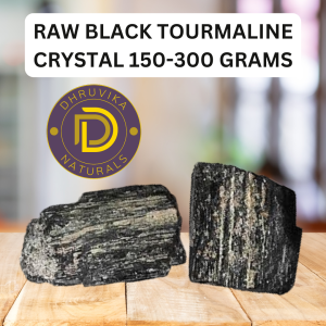 Raw Black Tourmaline Crystal (Natural Rough Stone) by Dhruvika Naturals 1 Piece Weight between 150-300 Grams